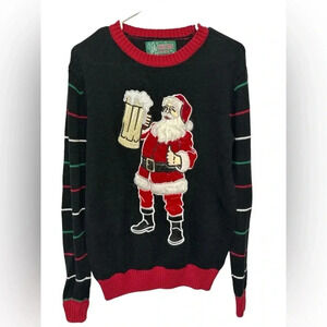 Ugly Christmas Sweater long sleeve Santa with large beer